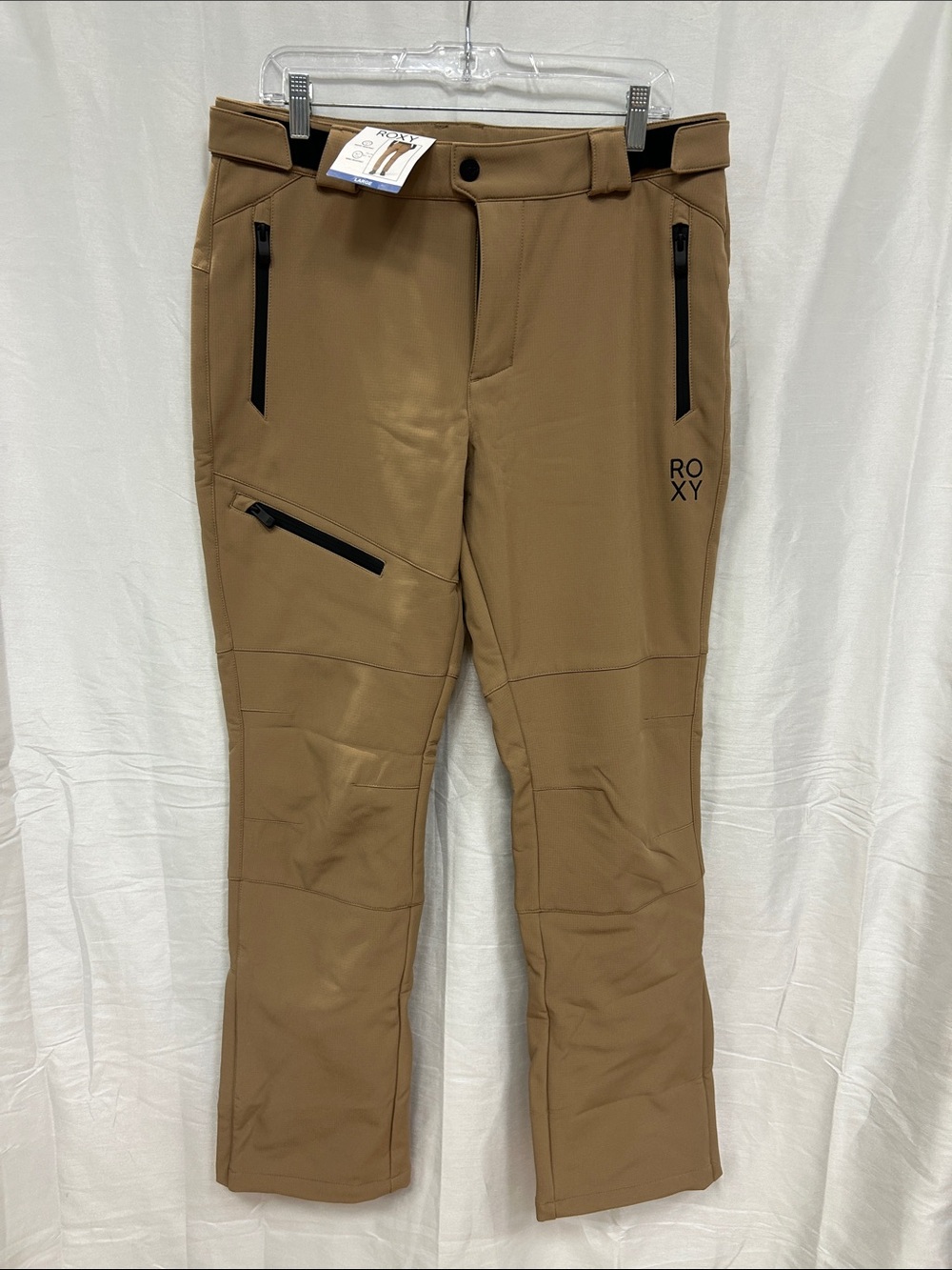 Roxy Women’s Soft-shell Snow Pants, NWT & Fleece Lined 🥰 In Tan/Taupe Size Large